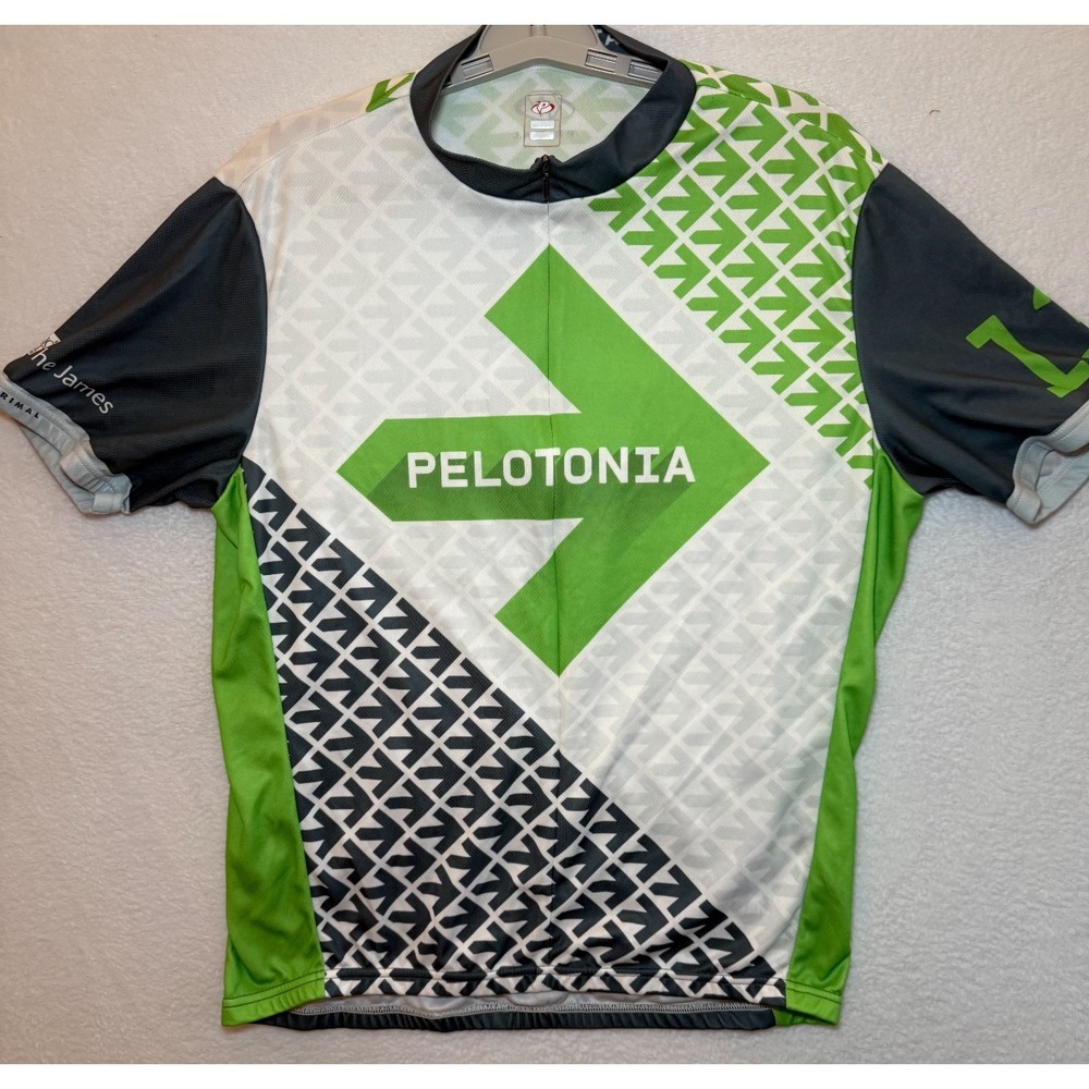 Primal Pelotonia Cycling Geometric Jersey Full Zip Short Sleeve Bike Top Mens XL